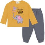 Toddylon New Born Baby Clothes Kids Dress | T-Shirt & Pant | Clothing Sets | T-Shirts and Pyjama Set | Gift Combo | Cotton | Unisex (Yellow & Grey, 3 Years - 4 Years)