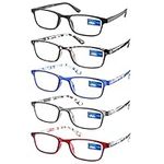 K KENZHOU Reading Glasses 5-Pack,Spring Hinge Readers for Women Men Anti Glare Filter Lightweight Eyeglasses+3.5