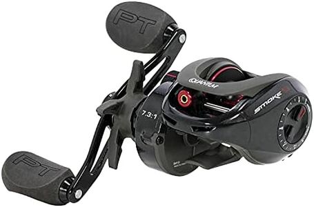 Quantum Smoke Baitcast Fishing Reel, Size 100 Reel, Right-Hand Retrieve, Large EVA Handle Knobs and Continuous Anti-Reverse Clutch, 10+1 Bearings, 7.0:1 Gear Ratio, Black