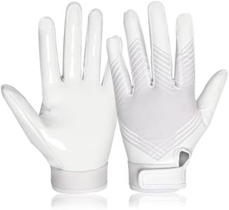 RIGWARL Football Gloves Men, Youth & Adult Football Gloves, Performance Enhancer Receiver Gloves with Super Tacky Grip for Ultimate Experience, Adult & Youth Sizes (White, Adult-L)