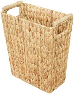 6 Gallon Wicker Trash Can,Wicker Waste Basket for Bathroom,Bedroom,Large Narrow Water Hyacinth Wicker Trash Basket,Rattan Boho Decor Farmhouse Bathroom Trash Can