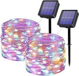 16Mx2 Packs Solar String Lights Outdoor,Starry Fairy Lights 8 Modes,ALED LIGHT 32M 320 LEDs RGB Copper Wire Light,104.96ft Waterproof Luminous LED String Lighting,for Garden Party Home Decoration