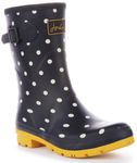 Joules Women's Molly Welly Wellington Boots, French Navy Spot, 5 UK