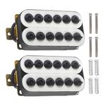 SAPHUE Adjustable Metal Double Coil Electric Guitar Pickups Humbucker Punk Neck/Bridge Pickup (White)