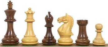 RoyalChessMall- 3.75" Queens Gambit Staunton Chess Pieces Only Set - Weighted Golden Rosewood