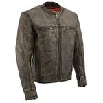 Milwaukee Leather Mens Distressed Brown Motorcycle Jacket-AIR Vents