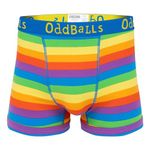 OddBalls | Mens Boxers | 1 Pack | Classic Fit | Mens Underwear | Hipster Boxer Shorts | Cotton Boxers | Elastic Waistband | Rainbow | Large