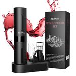 Marchpower Electric Wine Bottle Opener Set - Battery Powered Corkscrew Bottle Opener with Foil Cutter, Pourer, and Vacuum Stoppe rand Storage Base Perfect for Wine Lover, Family, Gift