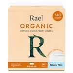 Rael Panty Liners for Women, Organic Cotton Cover - Thin Pantiliners, Light Absorbency, Unscented, Chlorine Free (Micro Thin, 140 Count)