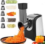 Electric Cheese Grater, 150W Electric Slicer Shredder for Home Kitchen Use, One-Touch Control Electric Salad Maker Vegetable Cutter with 5 Attachments for Fruit, Vegetables, Cheeses, BPA-Free