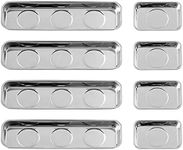 Rechabite 8 Pieces Magnetic Trays Set Stainless Steel Magnet Tool Tray Parts Holder for Screws, Sockets, Bolts, Pins, Mechanic's and Automotive
