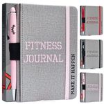 MaLetics – A6 Pocket Fitness Journal – Set 15 Goals, Track 93 Workouts, Measure Progress & Log 24 Personal Records – Sweatproof Design, Daily Planner & Exercise Log Book For Men & Women - Pink