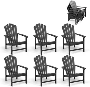 Mguio Stackable Adirondack Chairs Set of 6, Space Saving HDPE All-Weather Fire Pit Chair with Cover for Outdoor Lawn Porch Deck