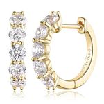 Evabelle Gold Hoop Earrings for Women 14K Real Gold Plated Huggie Hoop Earring Diamond Cut 5A Cubic Zirconia Cuff Earrings Cartilage Hoop Earring Huggie Stud for Men Teen 925 Sterling Silver Post Hypoallergenic Earrings Jewelry Birthday (14K Gold Plated)