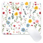 Stanoha Cute Mouse Pad Computer Kawaii Mousepad Floral Aesthetic Flower Girly Women Design Kids Girls Teen Pretty Modern White Colorful Decorative Art Small Office Mouse Mat for Laptop