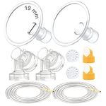 Maymom Breast Pump Kit Compatible with Medela Pump in Style Advanced Pump; 2xTwo-Piece 19mm Breastshield, 2 Valve, 4 Membrane, 2 Replacement Tubing; Replacement Part for Medela Shield, Medela Valve