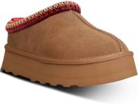 metricfalcon Women's Platform Mini Boots Slippers for Women Indoor Slippers Slip on Fur Fleece Lined Suede Short Ankle Boots, Brown, 8