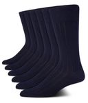 Calvin Klein Men's Dress Socks - Solid And Pattern Cotton Blend Dress Crew (6 Pack), Navy Blue, 7-12