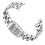 Juntan 20mm Watch Strap Curved Ends, Stainless Steel Watch Straps Bands, Tapered Metal Watch Straps Replacement Bracelet for Men Women with Deployment Buckle Brushed and Polished Silver