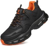 Steel Toe Shoes for Men Women, Orange Lining Work Shoes, Men 5.5 / Women 7