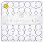 SwaddleDesigns Ultimate Winter Swaddle, X-Large Receiving Blanket, Made in USA, Premium Cotton Flannel, Mod Circles, Lavender (Mom's Choice Award Winner)