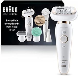 Braun Epilator Silk-épil 9 Flex 9-300 Beauty Set, Facial Hair Removal for Women, Hair Removal Device, Shaver & Trimmer, Cordless, Rechargeable, Wet & Dry, FaceSpa