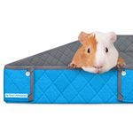 Paw Inspired Critter Box Washable Cage Liner, Reversible Fleece Bedding with Raised Sides for Guinea Pigs and Other Small Animals (C&C 2x4 (14" Grids), Gray/Blue)