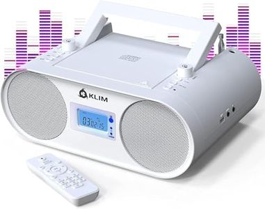 KLIM Boombox B4 - Reproductor CD portátil con Radio FM y batería Recargable - Nuevo 2024 -Bluetooth, MP3, AUX, FM/Am, CD, USB - Radio CD portátil con Mando y función de autoapagado CD Player Blanco