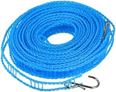 uxcell Portable Clothesline, 32.8ft Nylon Windproof Non-Slip Washing Line Rope for Courtyard Outdoor Travel Camping Laundry Drying, Blue
