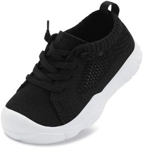 LeIsfIt Toddler Shoes Girls Boys Wide Shoes Kids Lightweight Barefoot Sneakers Slip on Tennis Sneakers Blackwhite Size 11