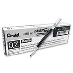 Pentel 0.7 mm EnerGel Permanent Ink Refills - Black Ink (Pack of 12 Refills)