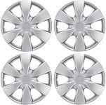 BDK Wheel Guards – (4 Pack) Hubcaps for Car Accessories Wheel Covers Snap Clip-On Auto Tire Rim Replacement for 15 inch Wheels 15” Hub Caps (Triangular Spokes)