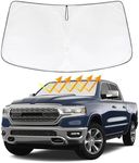 Windshield Sun Shade Custom Fit for 2019-2023 Dodge RAM 1500 Update Foldable Window Sunshade Auto Heat Shield Sun Visor Protector Blocks UV Rays Keep Your Car Cooler