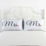 Tenghe Mr and Mrs Print Pillow Cases 2 Pcs Cushion Covers,Anniversary Wedding Gifts,Girlfriend Gifts,Romantic Gifts for Couples(20"x30",Pattern 3)