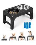 Arblina Raised Dog Bowls, 4 Height Adjustable Elevated Dog Bowls with 2 Thick Stainless Steel& 3 Pake Dog Toothbrush for Large Medium Small Dogs