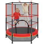 140cm Secure Kids Trampoline,with Safety Enclosure& Reinforced Steel Frame,Indoor Outdoor Toddler Trampoline for Children 3-10Years