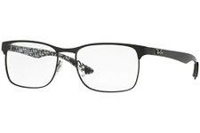 Ray-Ban RX8416 Square Prescription Eyeglass Frames, Matte Black/Demo Lens, 53 mm