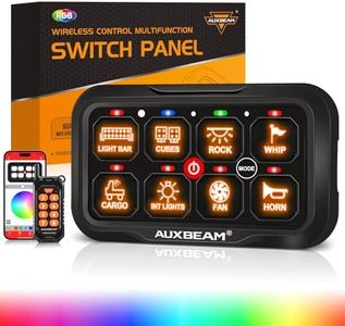 Auxbeam 8 Gang Switch Panel AC-800 Bluetooth RGB Switch Pod with Remote Control Backlit Off Toggle Momentary Pulsed 165FT Wireless Auxiliary Switch Panel for Truck Offroad Waterproof