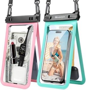 Niveaya Double Space Waterproof Phone Pouch, IPX8 Phone Case with Lanyard for iPhone 17 16 15 Pro Max, Galaxy S25 Ultra, Cellphone Dry Bag for Beach, Cruise Travel Ship Essentials 2 Pack (up to 8.3")