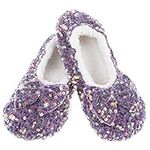 Snoozies! Dazzle Bling Ballet Womens Super Soft Slippers, Non Slip Sole - Ladies Sizes 3-7 (Lilac, small)