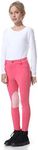 BEROY Kids Horse Riding Knee-Patches Pants Girls Equestrian Front-Zip Breeches Legging with Pockets