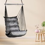 Curio Centre Soft Cotton Hammock Hanging Swing Chair/Swinging Hammock Swing for Adults & Kids/Swing for Indoor Outdoor, Garden & Patio/Durable Portable Jhula/Swing for Home (Grey)