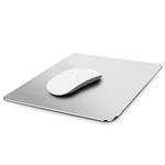 Hard Silver Metal Aluminum Mouse Pad Mat Smooth Magic Ultra Thin Double Side Mouse Mat Waterproof Fast and Accurate Control for Gaming and Office(Small Silver 9.05X7.08 Inch)