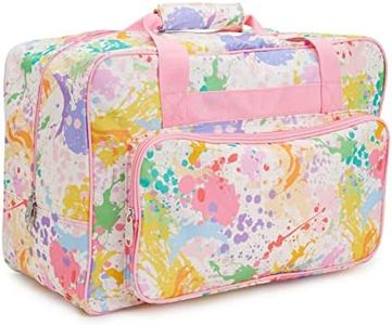 Bright Creations Pastel Watercolor Sewing Machine Carrying Case - Universal Tote Travel Bag Accessories Organizer Compatible with Most Standard Machines (18.1 x 9.4 x 12.2 Inch)