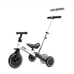 XJD 4 in 1 Kids Tricycles for 1-3 Years Old Boys Girls Kids Balance Bike with Parent Handle Putter Toddler Trike for Baby with Adjustable Seat and Detachable Pedals (4 IN 1, White with Push Handlebar)