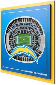 YouTheFan Officially-licensed NFL Los Angeles Chargers Stadium Series 3D Wall Art - multi-layer team stadium replica, detailed sports fan gift, indoor decor