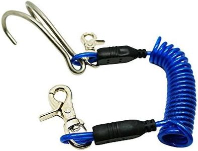 Scuba Choice Diving Stainless Steel Reef Double Hook with Spiral Coil Lanyard, Blue