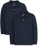 The Children's Place Boys Uniform Long Sleeve Pique Polo 2-Pack, Nautico, S (5/6)