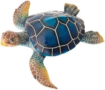 Corner Merchant Sea Turtle Statue Garden Decor Tabletop Display and Wall Hanging Sea Turtle Sculpture (Navy, 16"x15")
