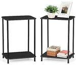 SHINOSKE Small Nightstand Set of 2,Night Stand with Open Storage Shelf for Small Spaces,Modern Bamboo End Table Bedside Table Side Table for Living Room,Bedroom,Office,Black